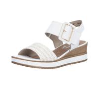 Sandalette REMONTE "ELLE-Collection", Damen, Gr. 37, weiß, goldfarben, Leder, Textil, Flechtoptik, Schuhe Sandalette, Sommerschuh, Sandale, Bequemschuh mit Klett unter der Zierschnalle (82244954-37) w