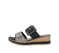 Remonte Keilsandalen D6463 Damen Leder/Textil Flechtoptik Schwarz/Creme Gr. 39