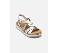 Riemchensandale REMONTE "Elisabeth Hurley-Collection", Damen, Gr. 36, gold (goldfarben, weiß, silberfarben), Leder, Schuhe Riemchensandale, Keilabsatz, Sommerschuh, Sandalette mit Kreuzbandage (312887