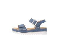 Plateausandaletten REMONTE, Damen, Gr. 42, jeansblau, Leder, unifarben, Schuhe, Sommerschuh, Keilsandale mit praktischen Klettverschlüssen (98148827-42) jeansblau