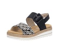 Plateausandale REMONTE, Damen, Gr. 41, schwarz, creme, Lederimitat, Textil, Flechtoptik, Schuhe, Sandalette, Sommerschuh, Keilabsatz, mit Lite´n Soft-Ausstattung (94038402-41) schwarz, creme