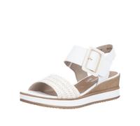 Remonte Sandalette ELLE-Collection Damen Leder/Textil Flechtoptik Weiß/Gold Gr. 37 mit Klett
