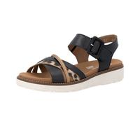 Sandale REMONTE, Damen, Gr. 37, schwarz, leo, beige, Leder, Lederimitat, Basic, Schuhe Sandale, Sommerschuh, Sandalette mit Softfußbett und Klettverschluss (21528338-37) schwarz, leo, beige