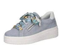Plateausneaker REMONTE, Damen, Gr. 43, hellblau, weiß, Veloursleder, unifarben mit Farbeinsatz, Schuhe Plateausneaker, Freizeitschuh, Halbschuh, Schnürer mit Wechselfußbett (98086668-43) hellblau, wei