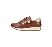 Keilsneaker REMONTE, Damen, Gr. 36, bunt (braun, goldfarben), Leder, Lederimitat, used, sportlich, Schuhe, Schnürschuh, Halbschuh, Freizeitschuh mit seitlichem Reißverschluss (31851546-36) braun, gold