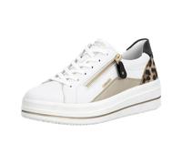 Plateausneaker REMONTE, Damen, Gr. 42, weiß, leo, Leder, Lederimitat, animal-print, Schuhe Plateausneaker, Freizeitschuh, Halbschuh, Schnürschuh mit Soft-Einlage (16766064-42) weiß, leo