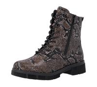 Schnürstiefelette REMONTE, Damen, Gr. 38, schwarz kombiniert, Lederimitat, Schlangenoptik, Schuhe Schnürstiefelette, Blockabsatz, Schnürboots im modischem Reptilien-Look (66197045-38) schwarz kombinie