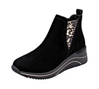 Keilsneaker REMONTE, Damen, Gr. 40, schwarz (schwarz, leo), Veloursleder, Elastischer Einsatz, casual, Schuhe, Boots, Chelseaboots, Stiefelette mit Softfußbett (98053710-40) schwarz, leo