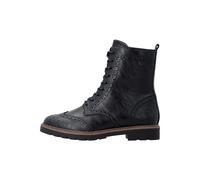 Schnürstiefelette REMONTE, Damen, Gr. 36, schwarz, Leder, Schuhe Schnürstiefelette, Blockabsatz, Schnürboots mit Ziernähten und Lyralochmuster (45066948-36) schwarz