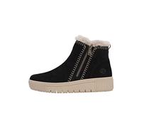 Winterboots REMONTE "Elisabeth Hurley-Collection", Damen, Gr. 37, schwarz, beige, Veloursleder, Schuhe Winterboots, Winterstiefelette, Plateauboots mit Fellimitat-Besatz und Softfußbett (51057222-37)