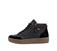 Plateausneaker REMONTE, Damen, Gr. 39, schwarz, Leder, Veloursleder, Lederimitat, unifarben, Basic, Schuhe, Schnürboots, Stiefelette mit wasserabweisender TEX-Membran (99923049-39) schwarz