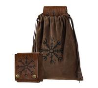 Renaissance Belt Pouch - Leather Fanny Pack Waist Bag for Men Women, Brown PU Leather Vintage Thigh Leg Bag, Renaissance Multi-Turn Wrapped Faux Belt with Skirt Clip for Ren Faire Forest Costumes