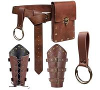 Renaissance-Gürteltasche, Geldbörse, Wikinger-Armschiene, Haken, Halloween-Set, Mittelalter-Festival, Kostüm, Zubehör, lässige Bauchtasche, Hüfttasche, Klassisch-braun, Einheitsgröße, Mittelalter