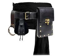 Renaissance-Gürteltasche, Münzgeldbörse, Rock, Wander-Set, Mittelalter-Festival, Kostüm, Halloween-Zubehör, lässige Bauchtasche, Hüfttasche, 4p, Schwarz, 6.5"H x 4.1"L x 1.2"W