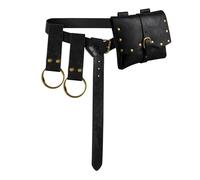 Renaissance Gürteltasche Wikinger Leder Mittelalter Gürtel Hüfttasche Pirat Cosplay Festival Halloween Verstellbares Zubehör, Schwarz, Mittelalter
