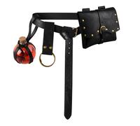 Renaissance Gürteltasche Wikinger Leder Mittelalter Gürtel Hüfttasche Pirat Cosplay Festival Halloween Verstellbares Zubehör, Flaschen, schwarz, Mittelalter