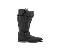 Renaissance-Stiefel für Herren Damen Mittelalter Lange Stiefel, PU Leder Ritter Stiefel Steampunk, Reitstiefel Retro Gothic Lederschuhe,Schwarz,42 EU