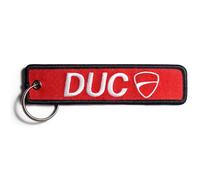 RENEGADE® Motorrad Schlüsselanhänger aus Stoff mit Schlüsselring Bestickt & Kratzfest - 130 x 30 mm, rot - (DUC)