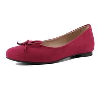 Renessmi Sweet Bogen Komfort Flach Schuhe Runde Zehen Damen Pump Solid Color Ohne Verschluss Ballet Dolly Schuhe Footwear Rot-Ms Gr 48 EU-50 Cn