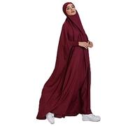 Renholin Frauen Muslimisches Kleid EIN Stück Gebetskleid für Frauen Abaya Islamischer Naher Osten Dubai Türkei Maxi Abaya Kaftan mit Hijab Kleid Volle Abdeckung Kleid
