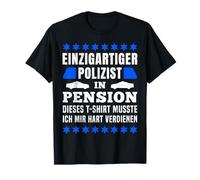 Renteneintritt Geschenk Männer Frauen Renten Shirt - Polizist Pension Polizei Rente Rentner T-Shirt - Schwarz - Klein - Unisex-Erwachsene - Kurzarm - V-Ausschnitt - Polizei-Thema - T-Shirt
