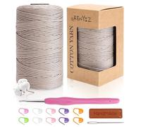 Renyiz Baumwolle Zum Häkeln Makramee Garn 2.5mm 250g 210m Baumwollgarn Mit 3mm Häkeln Häkelgarn für Taschen und Handwerksprojekte Geeignet für Anfänger Cotton Yarn