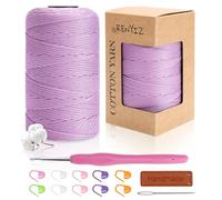 Renyiz Baumwolle Zum Häkeln Makramee Garn 2.5mm 250g 210m Baumwollgarn Mit 3mm Häkeln Häkelgarn für Taschen und Handwerksprojekte Geeignet für Anfänger Cotton Yarn