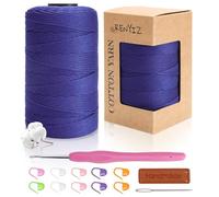 Renyiz Baumwolle Zum Häkeln Makramee Garn 2.5mm 250g 210m Baumwollgarn Mit 3mm Häkeln Häkelgarn für Taschen und Handwerksprojekte Geeignet für Anfänger Cotton Yarn