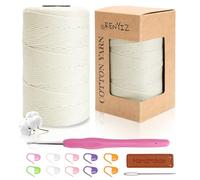 Renyiz Baumwolle Zum Häkeln Makramee Garn 2.5mm 250g 210m Baumwollgarn Mit 3mm Häkeln Häkelgarn für Taschen und Handwerksprojekte Geeignet für Anfänger Cotton Yarn