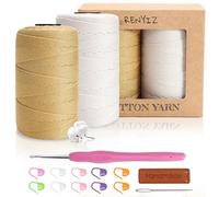 Renyiz Baumwolle Zum Häkeln Makramee Garn 2.5mm 2x250g Baumwollgarn Mit 3mm Häkeln Häkelgarn für Taschen und Handwerksprojekte Geeignet für Anfänger Cotton Yarn