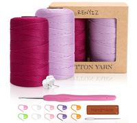 Renyiz Baumwolle Zum Häkeln Makramee Garn 2.5mm 2x250g Baumwollgarn Mit 3mm Häkeln Häkelgarn für Taschen und Handwerksprojekte Geeignet für Anfänger Cotton Yarn
