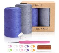 Renyiz Makramee Garn 2.5mm 2x250g Baumwollgarn Mit 3mm Häkeln Baumwolle Zum Häkeln Häkelgarn für Taschen und Handwerksprojekte Geeignet für Anfänger Cotton Yarn