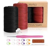 Renyiz Makramee Garn 2.5mm 2x250g Baumwollgarn Mit 3mm Häkeln Baumwolle Zum Häkeln Häkelgarn für Taschen und Handwerksprojekte Geeignet für Anfänger Cotton Yarn