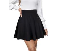 REORIA Damen ausgestellte A-Linie Faltenröcke Mini Karierter Rock Tennis Schule Tanz Skort Cheerleader Kostüm Schwarz S