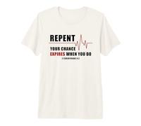 Repent, Your Chance Expires When You Do Heartbeat EKG Faith Premium T-Shirt