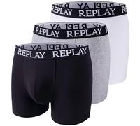 REPLAY Herren Boxershorts, 3er Pack - Unterhosen, Baumwolle, Logo, einfarbig, mehrfarbig, M Schwarz/ Grau/ Weiß