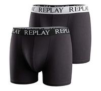 REPLAY Herren Boxer Shorts, 2er Pack - Trunks, Cotton Stretch Schwarz/Weiß L