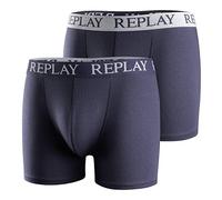 Replay Boxershorts N265 Herren 2er Pack Basic Cuff dunkelblau/weiß XL