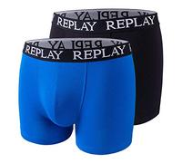 REPLAY Herren Boxer Shorts, 2er Pack - Trunks, Cotton Stretch, mehrfarbig, XXL Blau/ Schwarz
