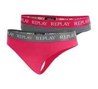 Replay Damen 2er Pack Strings mit Logobund, Dark Grey Mel/Fuxia N287 (Mehrfarbig), S