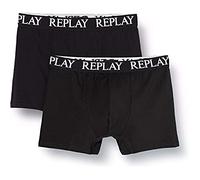 Boxershorts Herren 2er SET Replay Schwarz Baumwolle Underwear eng anliegend, Replay Größe:M, Replay Farbe:Black