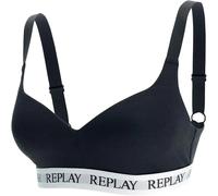 REPLAY Damen Bralette I101299BK - Schwarz, Gepolstertes Bustier mit Logo-Bund GR. L