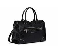 Replay Damen Handtasche Schwarz - Urban Bowling Bag im Lederlook - große Schultertasche mit Reißverschluss & Nieten - synthetisches Leder - 38 x 14 x 26 cm