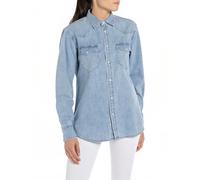 Replay Damen Hemd Langarm aus Baumwolle, Light Blue 010 (Blau), S