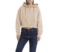 Replay Damen Hoodie mit Reißverschluss Halber Zipper, Light Taupe 803 (Beige), XS