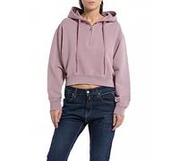 Replay Damen Hoodie mit Reißverschluss Halber Zipper, Powder Rose 465 (Rosa), L