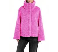 Replay Damen Jacke Kunstfelljacke aus Teddyfell, Fuchsia 069 (Violett), M