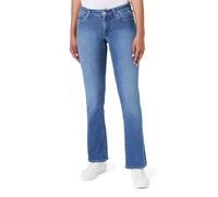 Bootcut-Jeans REPLAY "NEW LUZ", Damen, Gr. 28, Länge 30, medium washed blau, Denim/Jeans, Obermaterial: 90% Baumwolle, 8% Polyester, 2% Elasthan, bootcut fit lang, Jeans, mit gesticktem R an der Gesäß