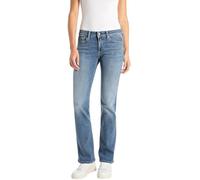 Bootcut-Jeans REPLAY "NEW LUZ", Damen, Gr. 26, Länge 32, blau (medium blau 009), Denim/Jeans, Obermaterial: 83% Baumwolle, 10% Modal, 4% Elastomultiester, 3% Elasthan, bootcut fit lang, Jeans Bootcut-