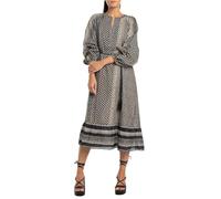 Replay Damen Kleid Langarm aus Baumwolle, Black/Sand 010 (Mehrfarbig), L